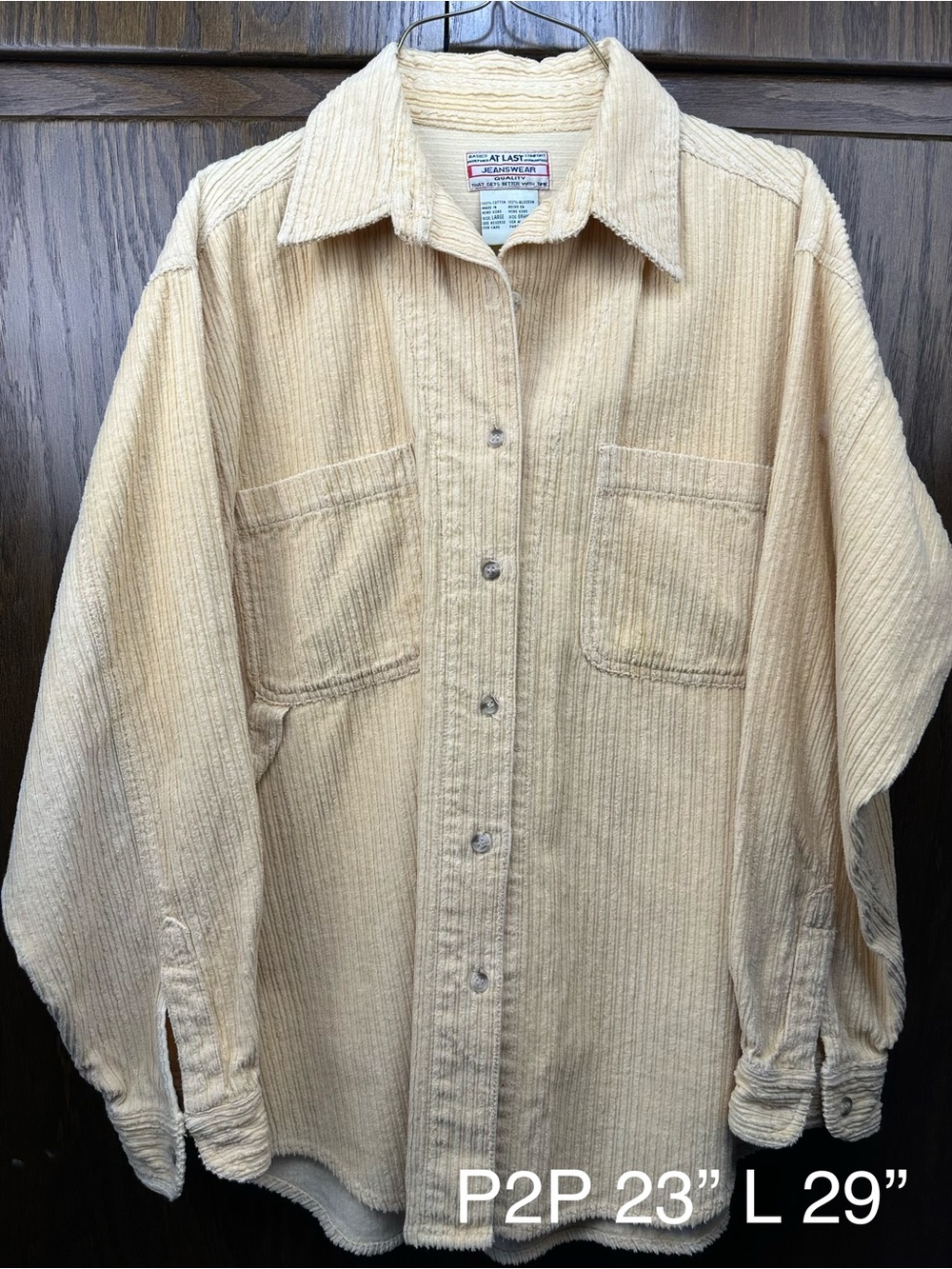 At Last Beige Corduroy Button-Up Shirt Jacket